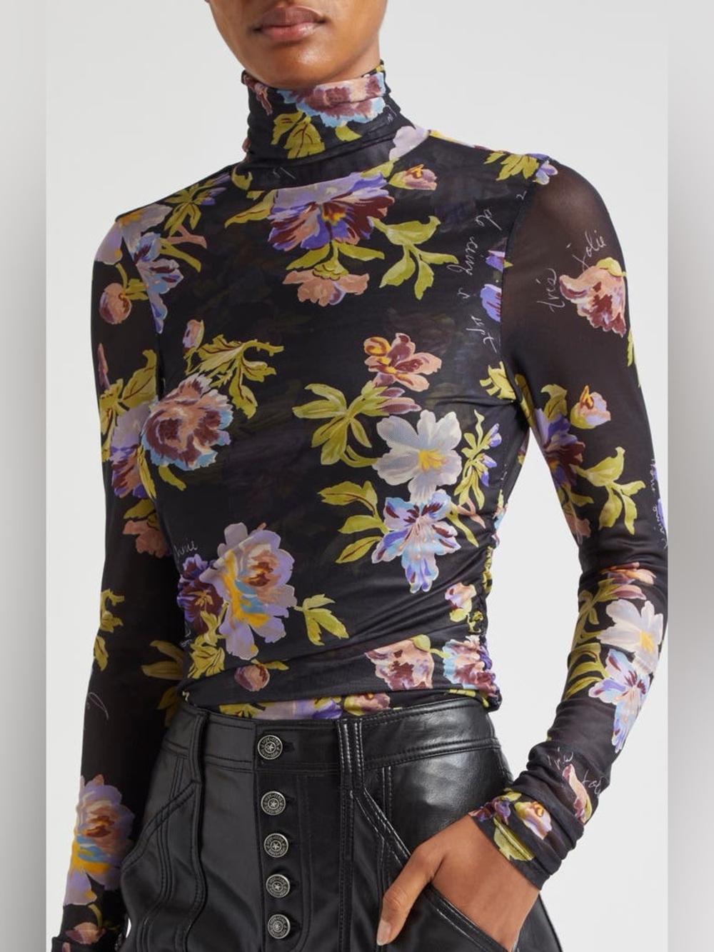 Bridgette Floral Print Long Sleeve Turtleneck Top XS - Picture 4 of 8
